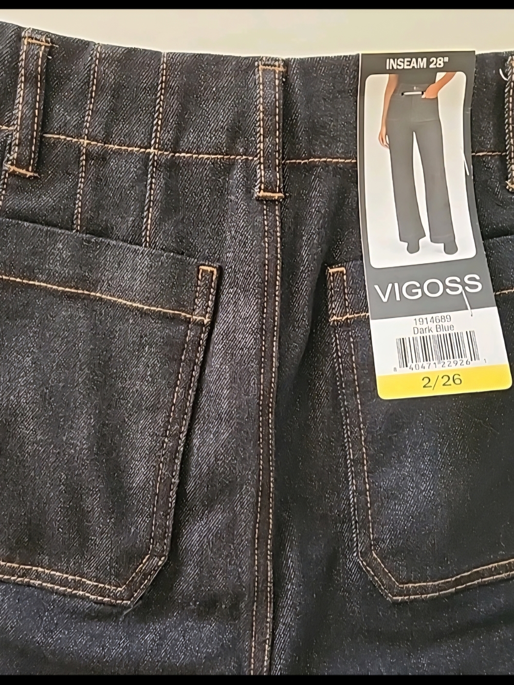 Vigoss Dark Indigo Wide-Leg Jeans with Front Patch Pockets - Picture 7 of 9